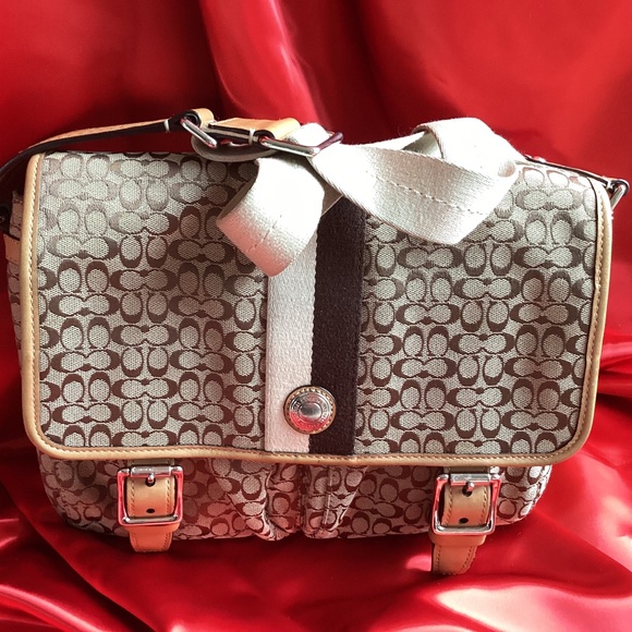 Coach Monogram Crossbody Messenger Style Handbag - Picture 1 of 14